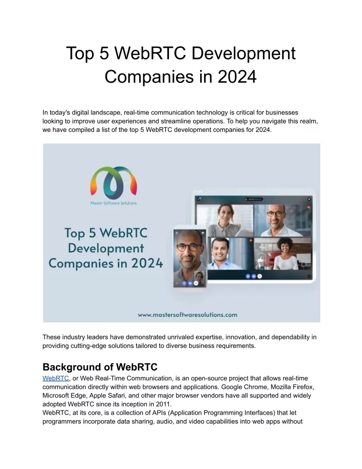 top 5 webrtc development companies in 2024