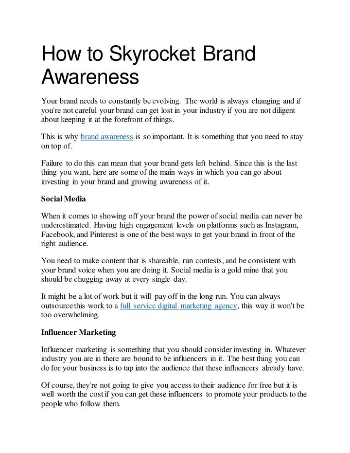 how to skyrocket brand awareness
