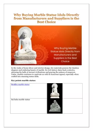 Why Buying Marble Statue Idols Directly from Manufacturers and Suppliers is the Best Choice