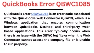 Fix QuickBooks Error QBWC1085 - Quick Solution