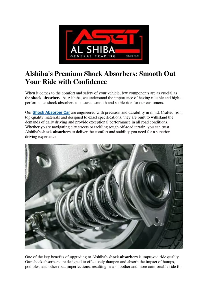 alshiba s premium shock absorbers smooth out your