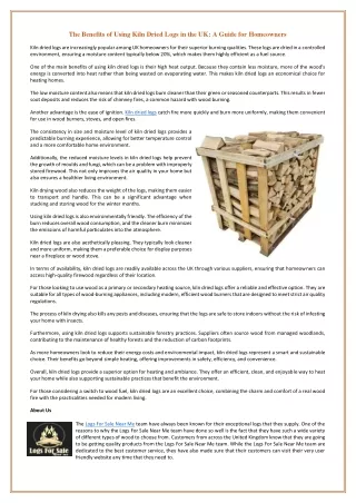 The Benefits of Using Kiln Dried Logs in the UK - A Guide for Homeowners