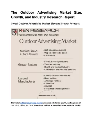 The Outdoor Advertising Market Size,  Growth, and Industry Research Report