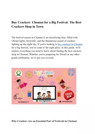 Buy Crackers  Chennai for a Big Festival_ The Best Crackers Shop in Town