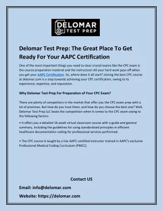 Delomar Test Prep The Great Place To Get Ready For Your AAPC Certification