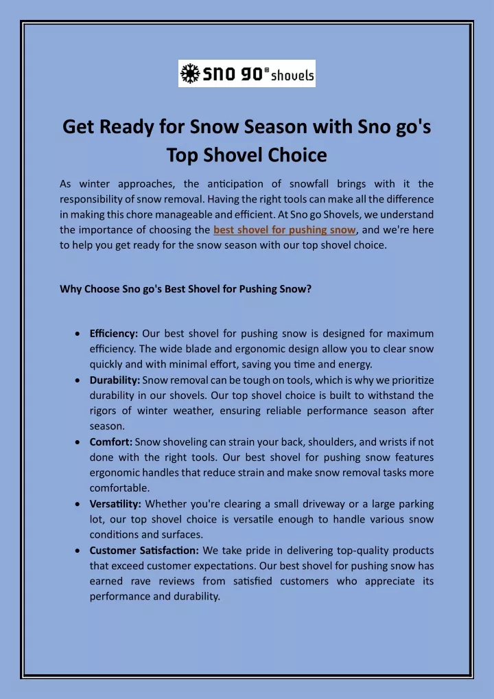 get ready for snow season with