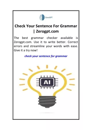 Check Your Sentence For Grammar  Zerogpt.com