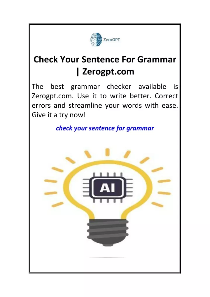 check your sentence for grammar zerogpt com