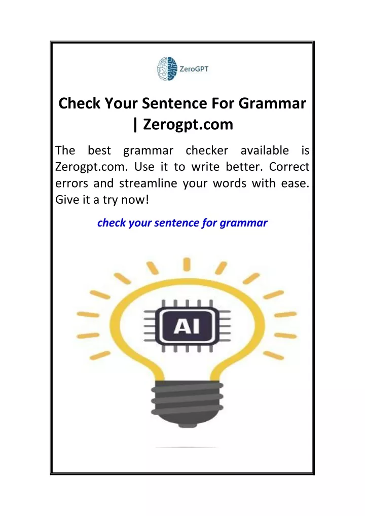 PPT - Check Your Sentence For Grammar Zerogpt.com PowerPoint ...