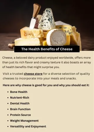 The Health Benefits of Cheese