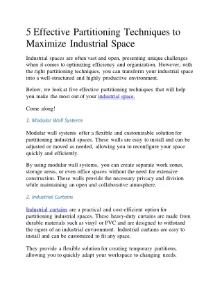 5 Effective Partitioning Techniques to Maximize Industrial Space