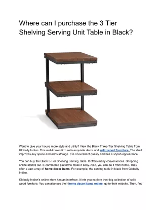 Where can I purchase the 3 Tier Shelving Serving Unit Table in Black