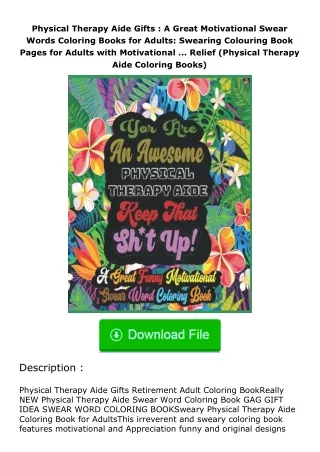 [READ]⚡PDF✔ Physical Therapy Aide Gifts : A Great Motivational Swear Words Col