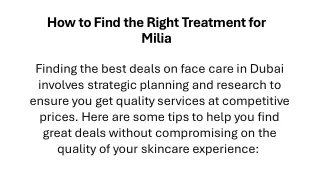 How to Find the Right Treatment for Milia
