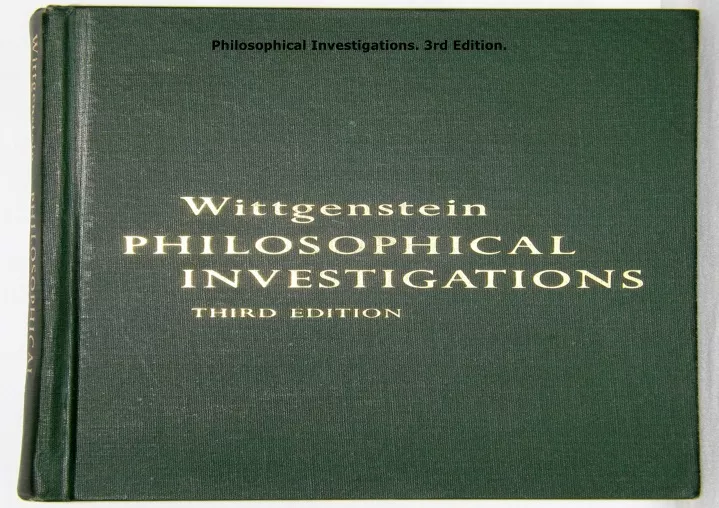 philosophical investigations 3rd edition
