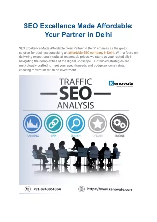 SEO Excellence Made Affordable Your Partner in Delhi