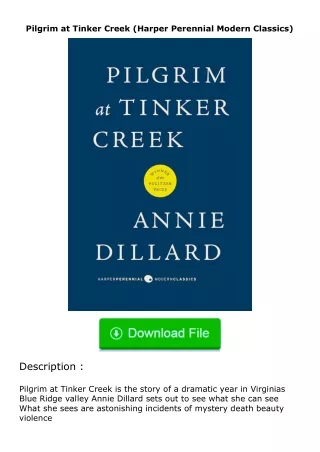 ❤️get (⚡️pdf⚡️) download Pilgrim at Tinker Creek (Harper Perennial Modern Clas
