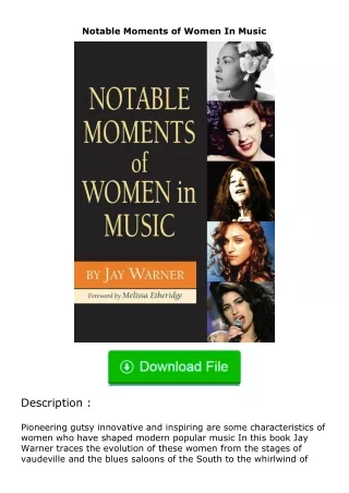 free read (✔️pdf❤️) Notable Moments of Women In Music