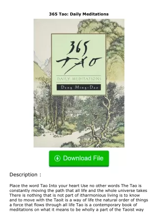 download⚡[PDF]❤ 365 Tao: Daily Meditations