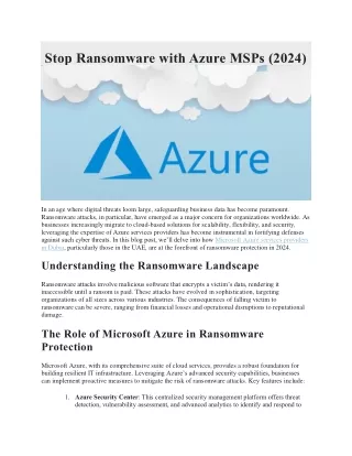 Stop Ransomware with Azure MSPs (2024)