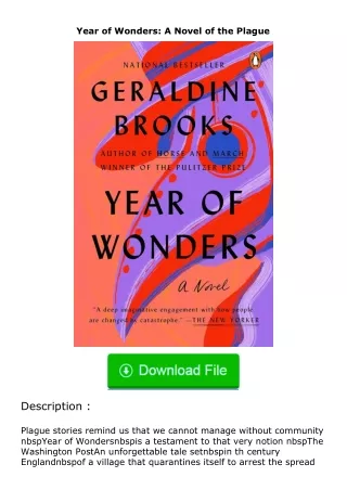 ❤PDF⚡ Year of Wonders: A Novel of the Plague