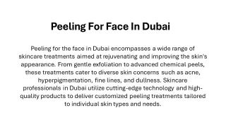 Peeling For Face In Dubai