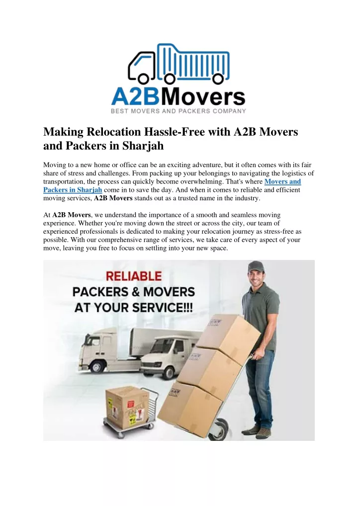 making relocation hassle free with a2b movers