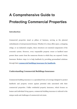 A Comprehensive Guide to Protecting Commercial Properties