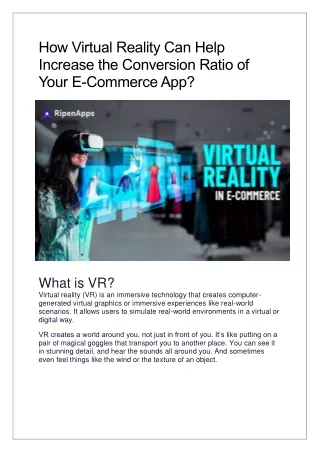 How Virtual Reality Can Help Increase the Conversion Ratio of Your Ecommerce App