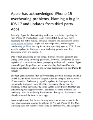apple has acknowledged iphone 15 overheating