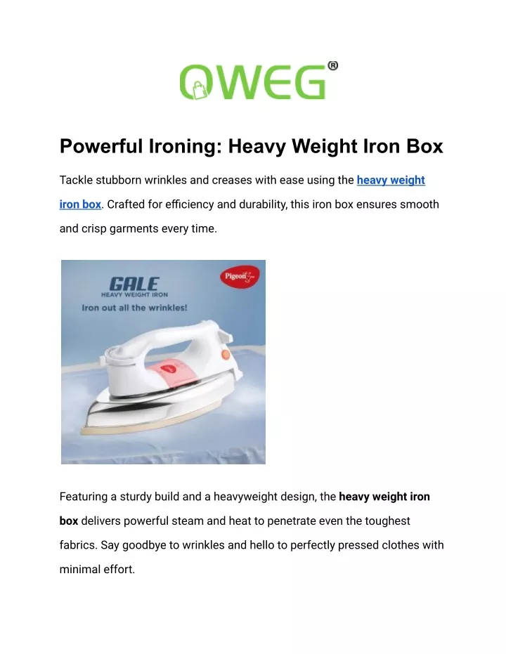 powerful ironing heavy weight iron box