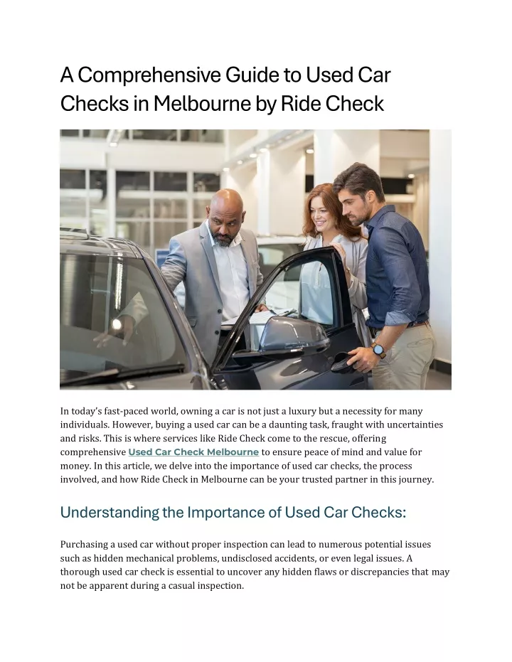 a comprehensive guide to used car checks