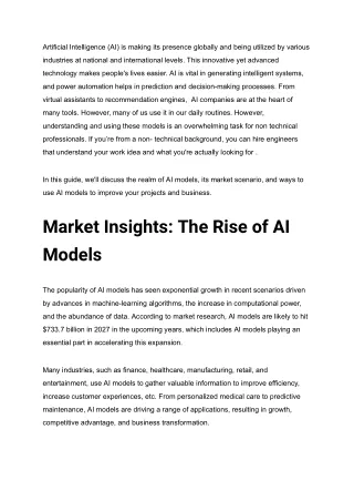 The Guide to Understanding and Using AI Models - 2024