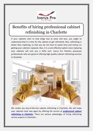 Benefits of hiring professional cabinet refinishing in Charlotte