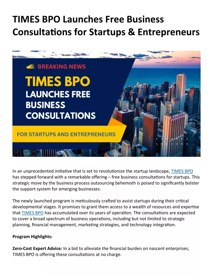 times bpo launches free business consultations