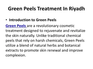 Green Peels Treatment In Riyadh