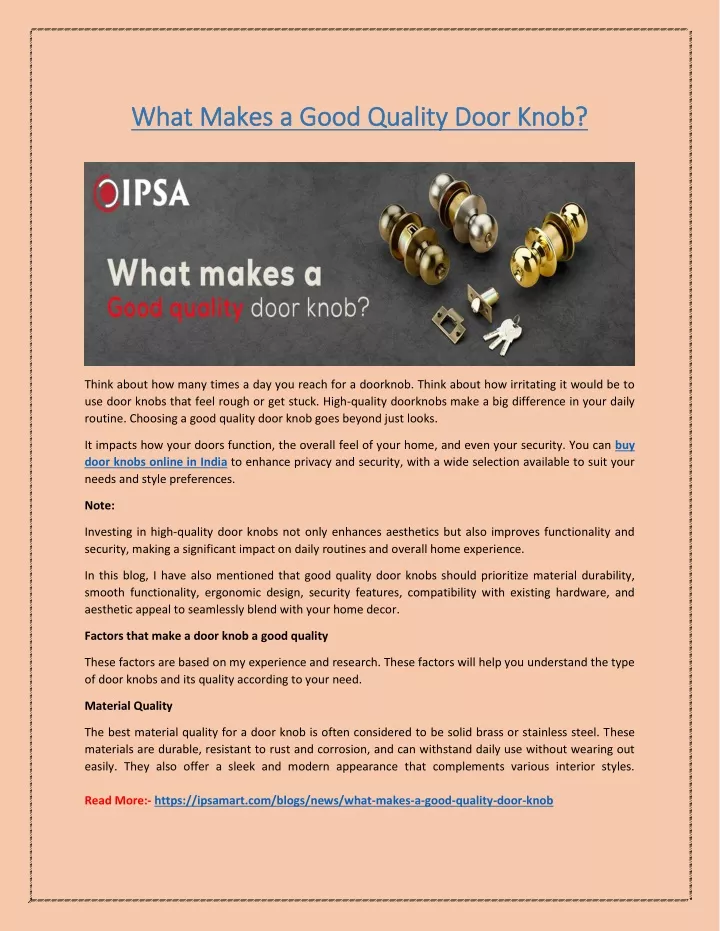 what makes a good quality door knob what makes