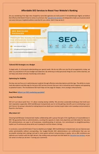 Economical SEO Services to Enhance Your Online Visibility