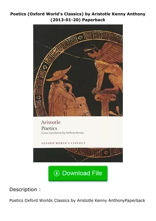 [PDF]❤READ⚡ Poetics (Oxford World's Classics) by Aristotle Kenny Anthony (2013