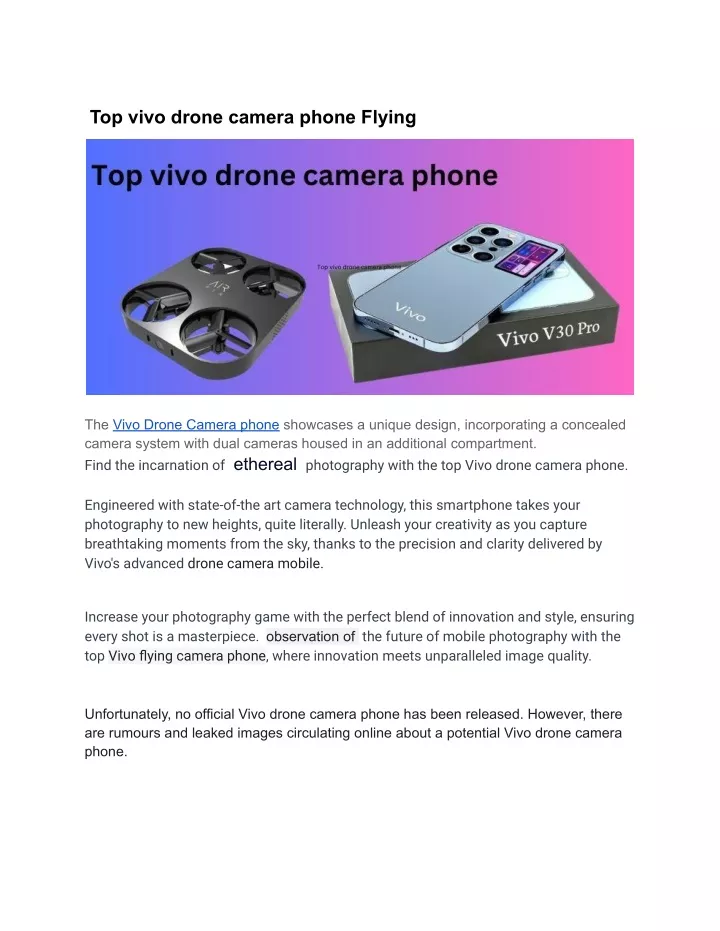 top vivo drone camera phone flying