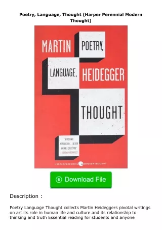 download⚡[PDF]❤ Poetry, Language, Thought (Harper Perennial Modern Thought)