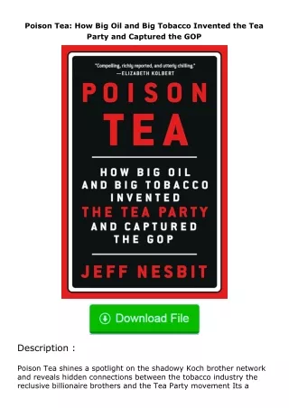 Pdf⚡(read✔online) Poison Tea: How Big Oil and Big Tobacco Invented the Tea Par