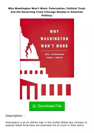 pdf❤(download)⚡ Why Washington Won't Work: Polarization, Political Trust, and