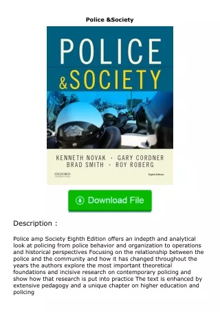 PDF✔Download❤ Police & Society