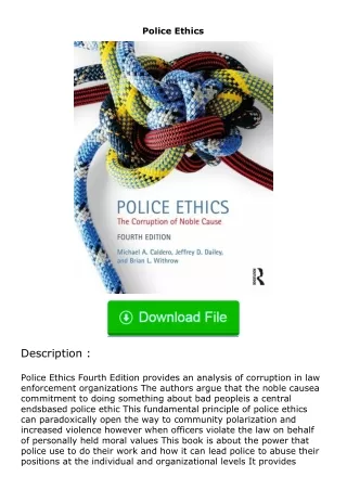 Download⚡PDF❤ Police Ethics