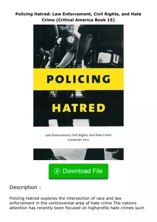 ❤️get (⚡️pdf⚡️) download Policing Hatred: Law Enforcement, Civil Rights, and H