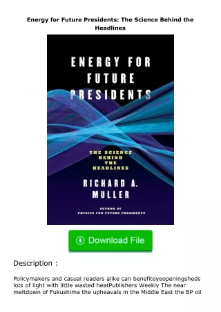full✔download️⚡(pdf) Energy for Future Presidents: The Science Behind the Head
