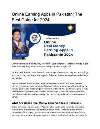 Top 10 Best Real Earning Apps In Pakistan