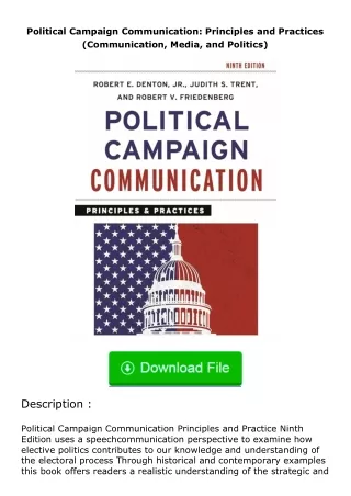 Download❤[READ]✔ Political Campaign Communication: Principles and Practices (C