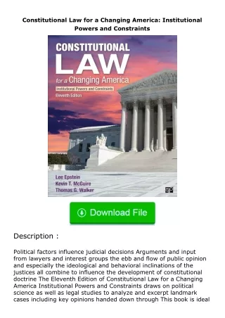 PDF✔Download❤ Constitutional Law for a Changing America: Institutional Powers